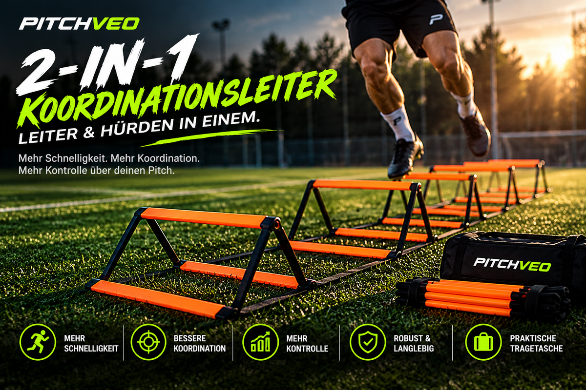 PITCHVEO® 2-in-1 Koordinationsleiter | Agility-Leiter & Trainingshürden