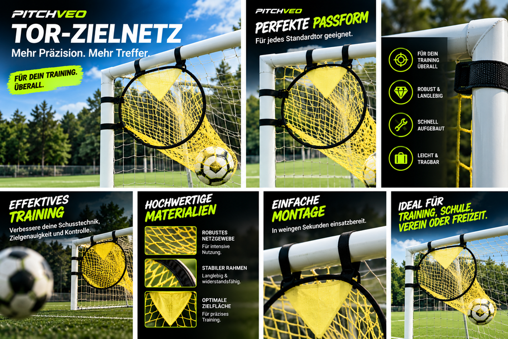 PITCHVEO® Tor-Zielnetz | Trainiere deine Schussgenauigkeit